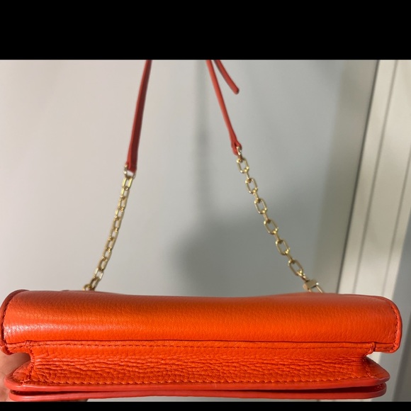 TORY BURCH Chain Shoulder Bag Two Way Clutch Leather Orange - Picture 8 of 8